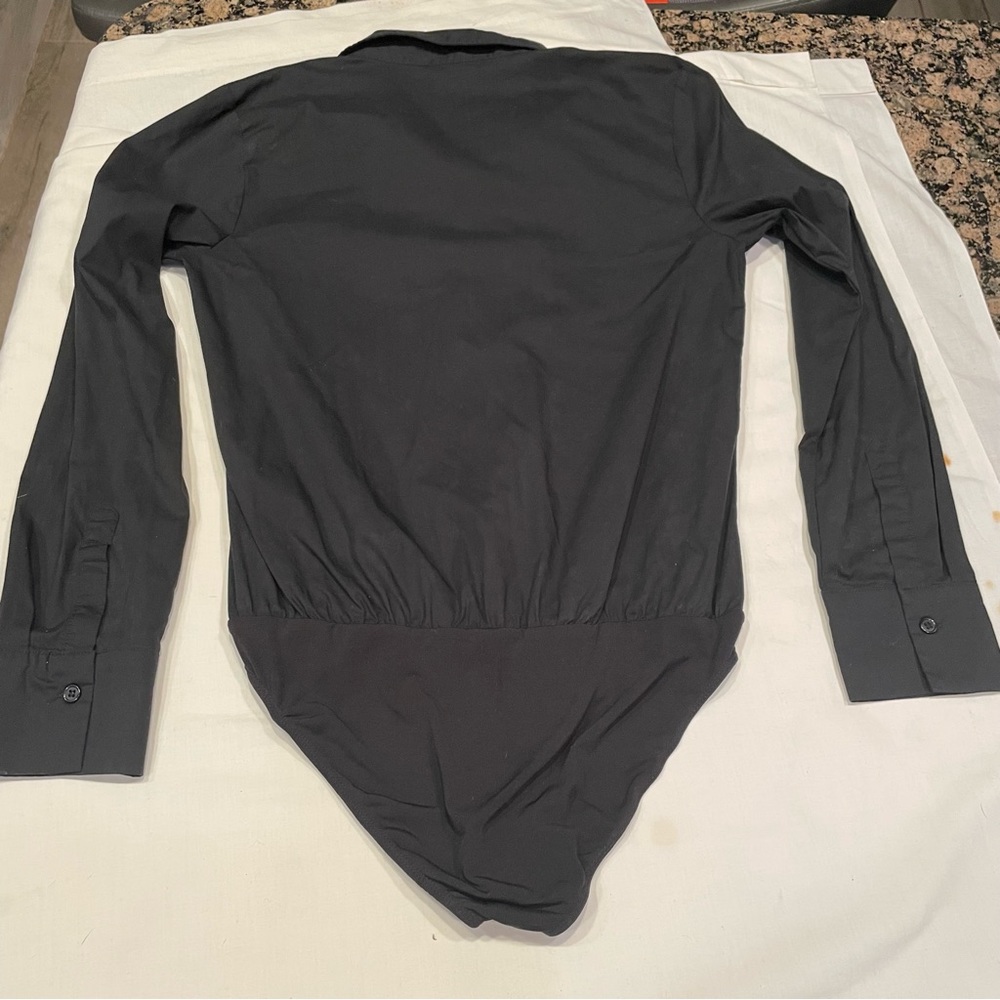 Venus Black Button Down Hidden Button Bodysuit 10 - image 5